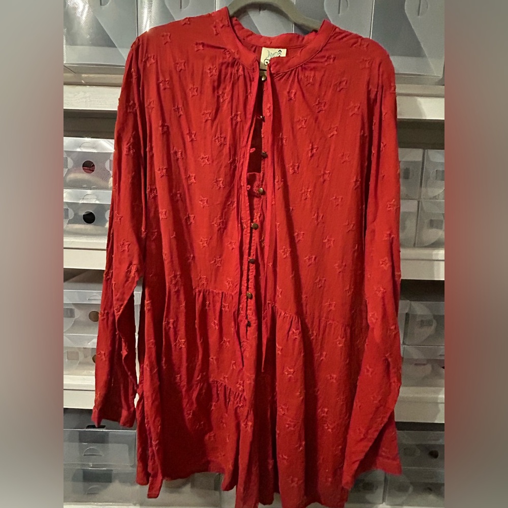Jaded Gypsy Burnt Orange Button-Up Top/Tunic